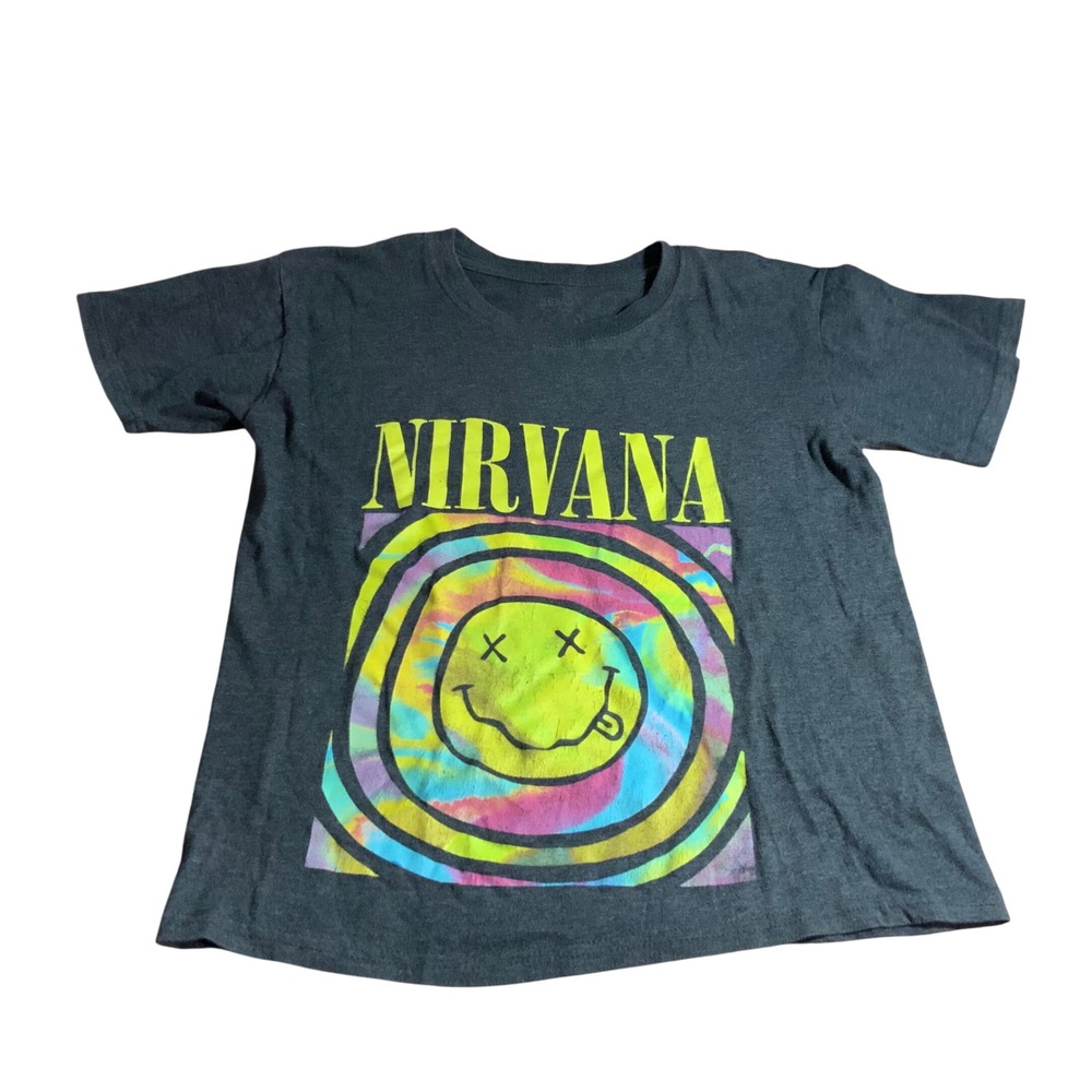 Nirvana T-Shirt Smiley Face with Multi Colored Swirl size Small
